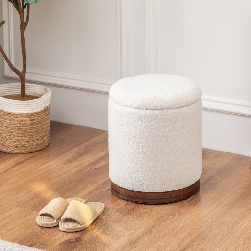 16.9'' H Teddy Fleece Upholstered Storage Pouf, Walnut