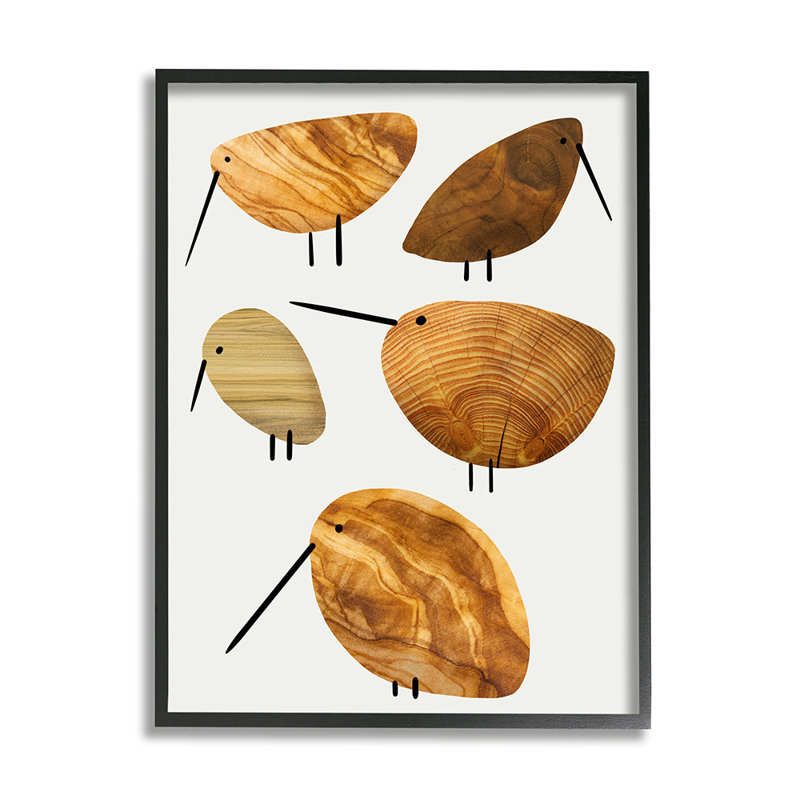 «Mignon arbre à motif d'oiseaux» par Daphne Polselli - impression d'art graphique, H 14 po x l 11 po x P 1,5 po