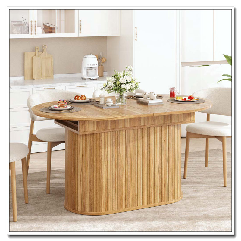 55.11"-70.86" Extendable Dining Table, Natural