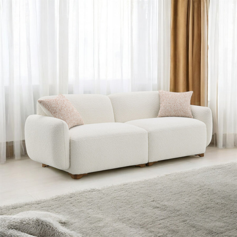 Darius Boucle Sofa With 2 Toss Pillows