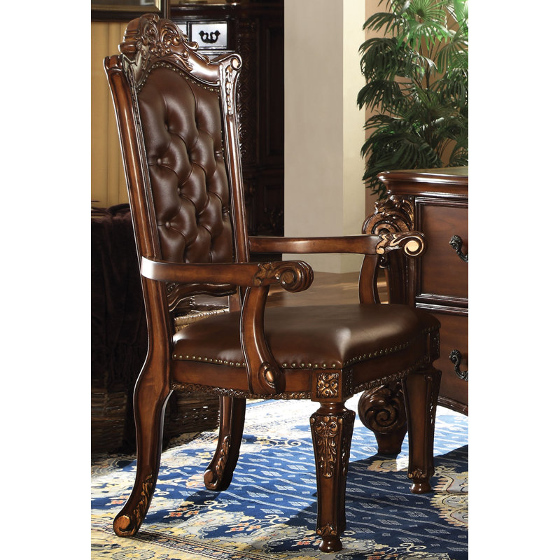 Cherry Brown Tufted Faux Leather Executive Armchair
