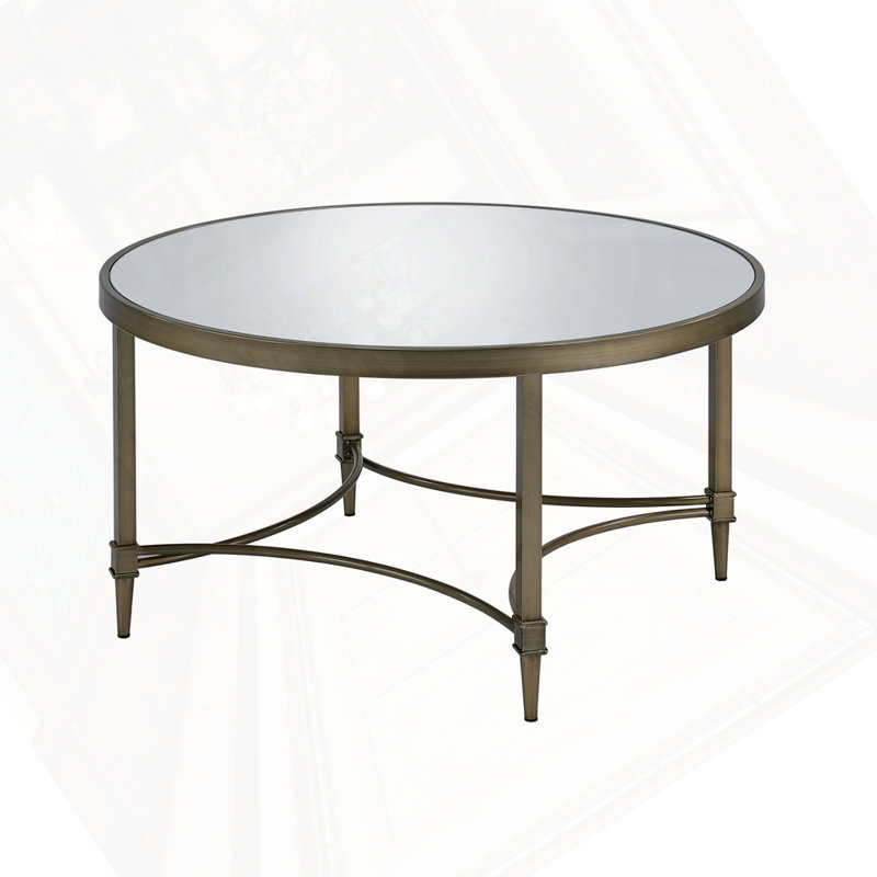Mirrored & Antique Brass Finish Coffee Table