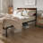 Iron Platform Bed Frame With Rustic Wood Headboard