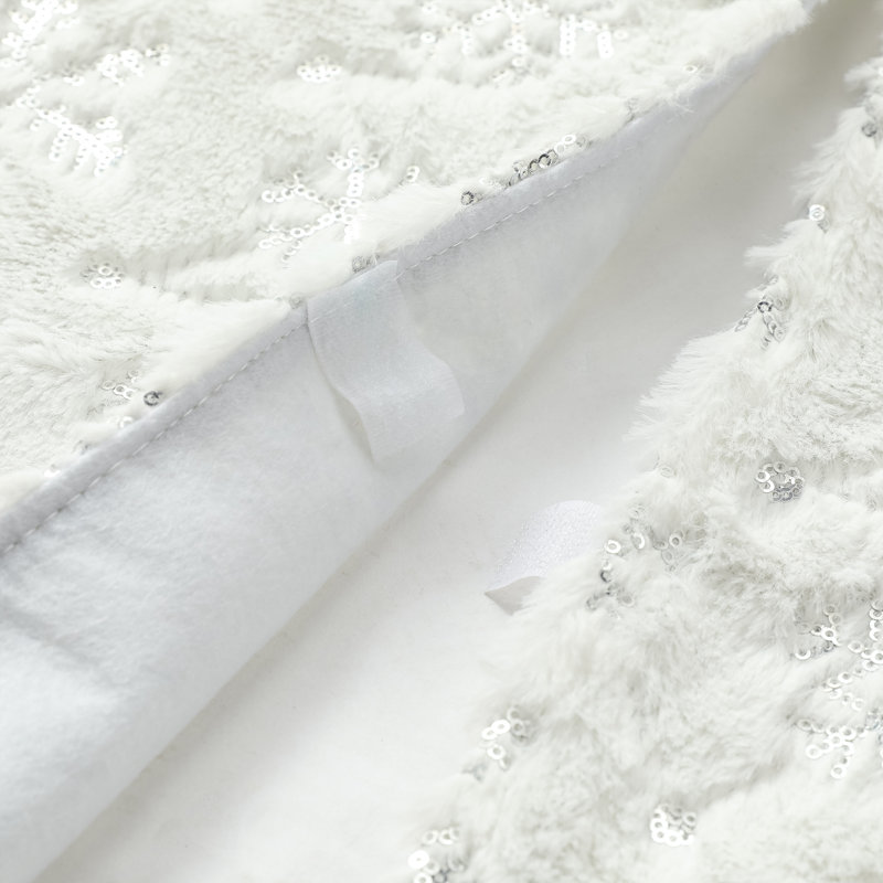 White Faux Fur Snowflake Christmas Tree Skirt, 48 Inches