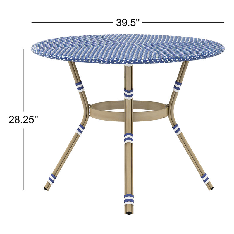 Table de salle à manger d'extérieur en aluminium et osier Canaday, L 39,5 po x L 39,5 po x H 28,25 po