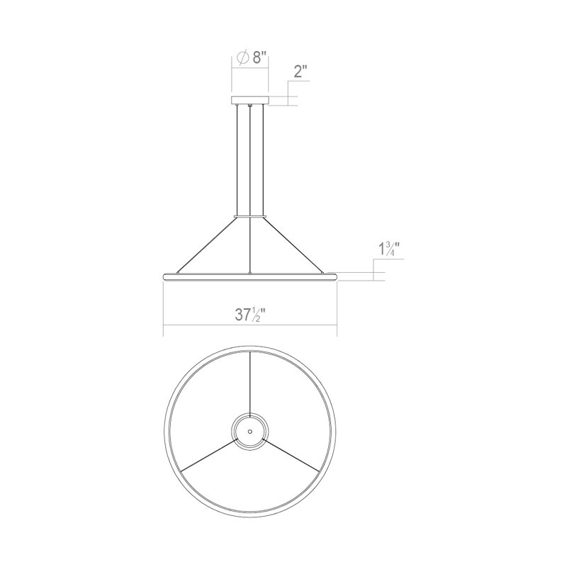 Luna 2 - Light LED Pendant, 2700K, Satin Black, 1.5" H x 37.5" W x 37.5" D