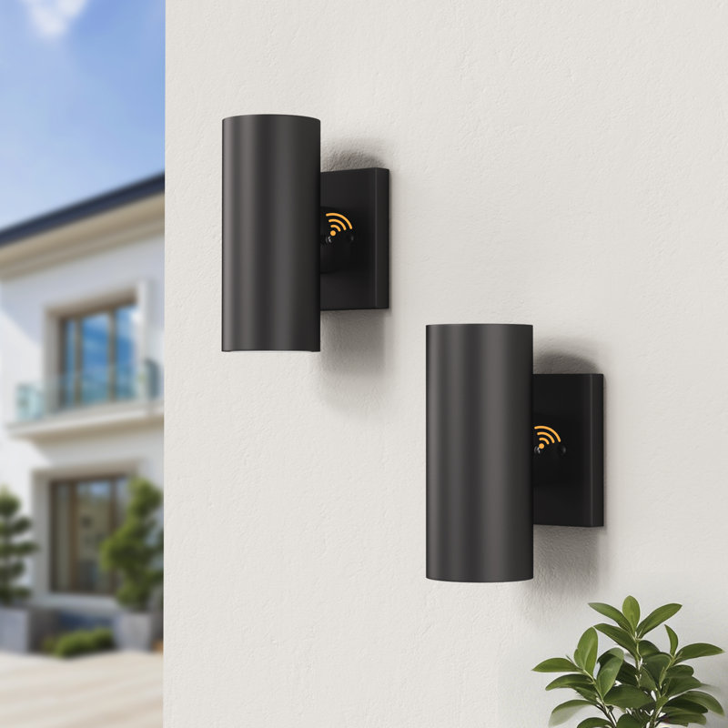 7''H LED Aluminum Black Outdoor Wall Light with Dusk to Dawn, Matte Black