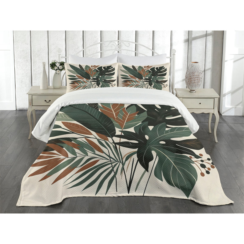 Tropical Abstract Boho Art Queen Microfiber Bedspread Set