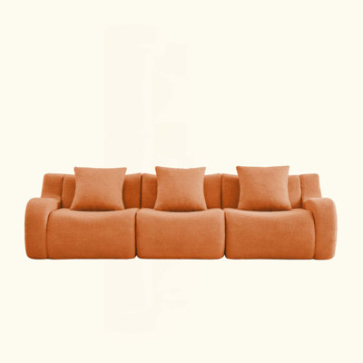 Canapé désossé, tissu 3 pièces en peluche de haute qualité, conception antidérapante, accoudoirs incurvés sans assemblage, éponge haute densité 32D pour le salon, la chambre à coucher, le coin lecture