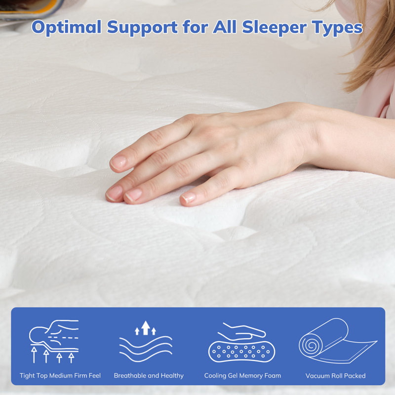 Hybrid Mattress In A Box, Memory Foam & Individually Pocket Spring Medium Mattress, King, 10"