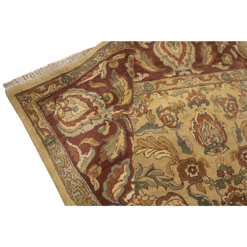 Hand Knotted Wool Area Rug in Gold