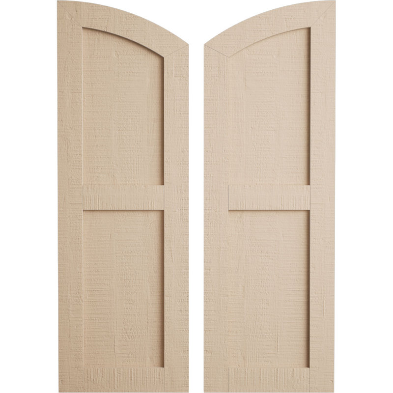 Timberthane deux panneaux plats égaux avec volets elliptiques en faux bois (par paire), 74", 15"