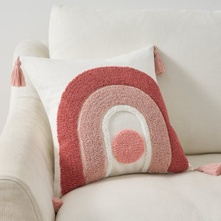 Ensemble de 1 housse de coussin touffetée à rayures tissées à la main, housse de coussin en coton lin, 18 x 18 pouces