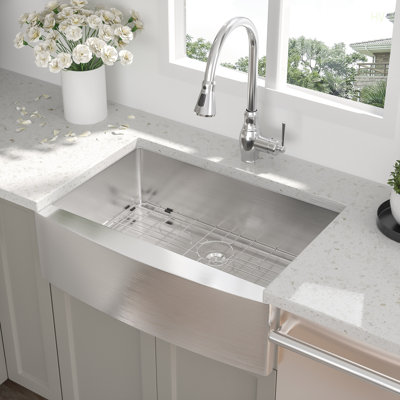 30 Farmhouse Sink - 30 Inch Kitchen Sink Stainless Steel 16 Gauge Apron Front Kitchen Sink