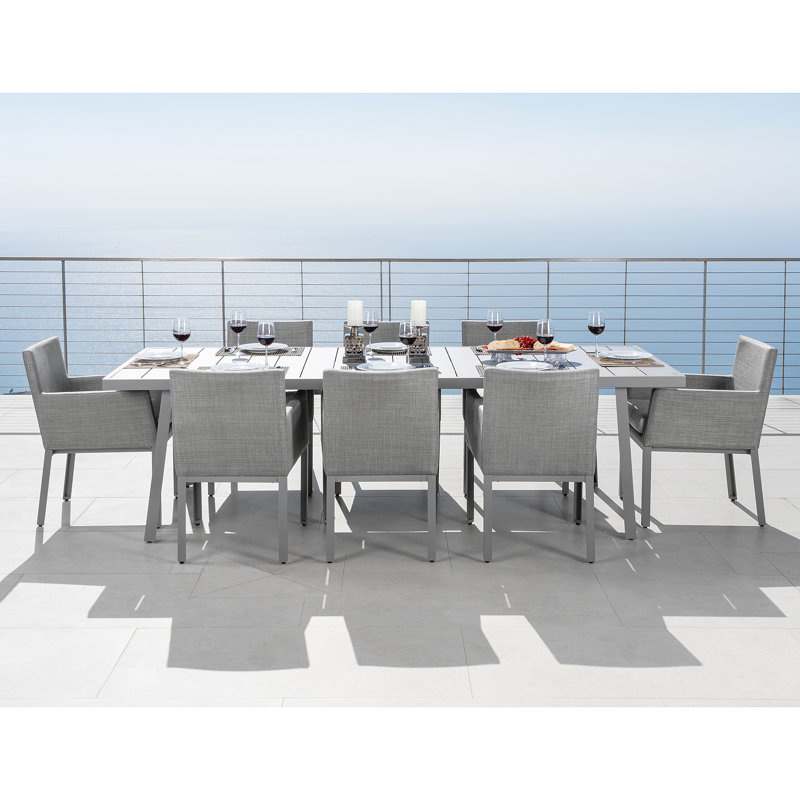 Shiey Sling 9 Piece Patio Dining Set - Beige Fennel, Gray
