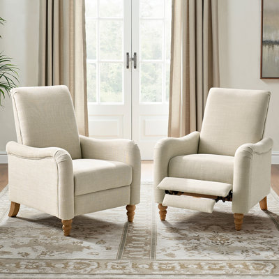 Arathi 29'' W Striped Linen Upholstered Manual Recliner