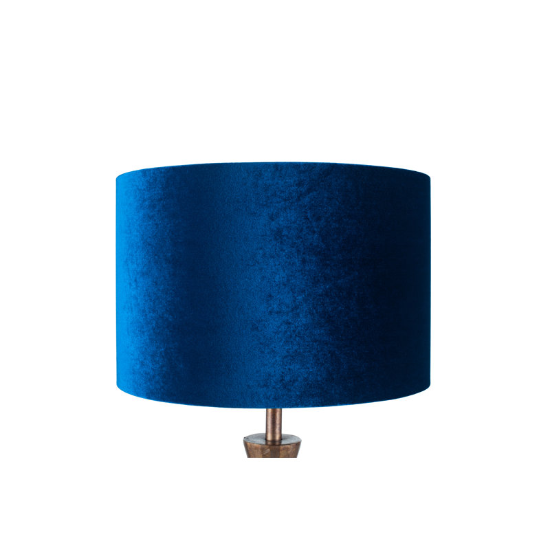 Aimon Velvet Drum Lamp Shade ( Screw On ), Sapphire, 23cm H x 35cm W x 35cm D