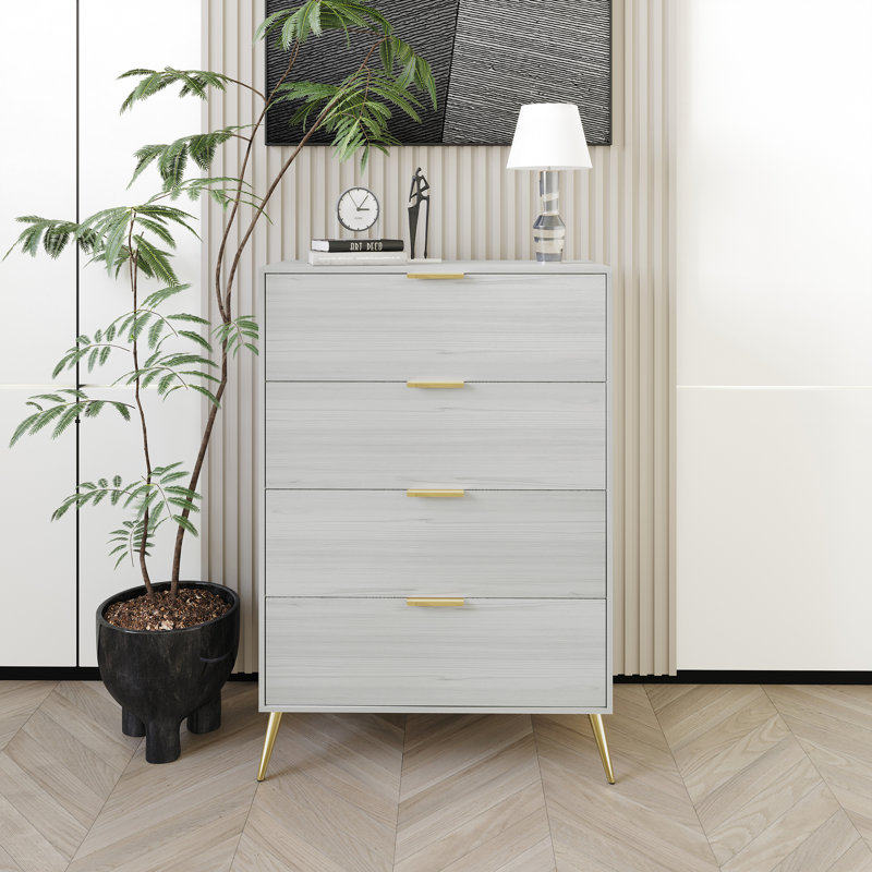 Rafiat 29.72'' W 4 - Drawer Dresser, Light Gray
