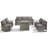 6-Piece Outdoor Wicker Frame Armrest Fire Pit Set With Swivel Chairs And Armchairs-497775719-497775714