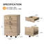 15.4 Inch Light Oak 3-Drawer Wooden Mobile Oties