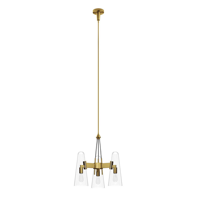 Beacon 21" Clear Satin Brass 3-Light LED Pendant for Indoor/Outdoor