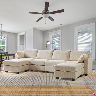 Cottie 113.5"W 6-Piece Modular Storage Sectional