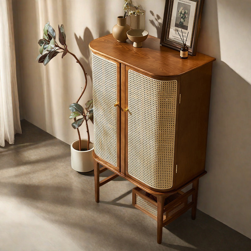Buffet moderne simple en bois massif de rotin