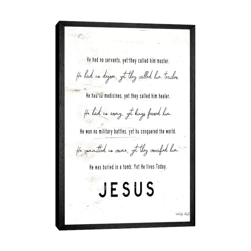 Jesus by Cindy Jacobs - Print on Canvas, 66.04cm H x 20.32cm W x 3.81cm D, Black Framed Canvas