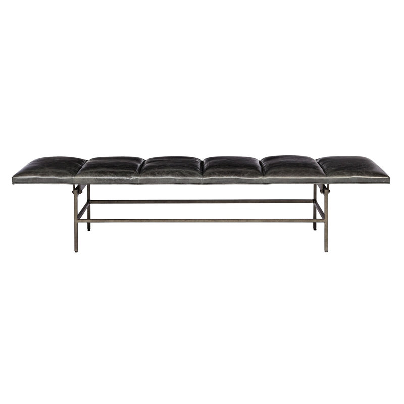 Ardmore Genuine Leather Bench, Light Grey Leather 202-010