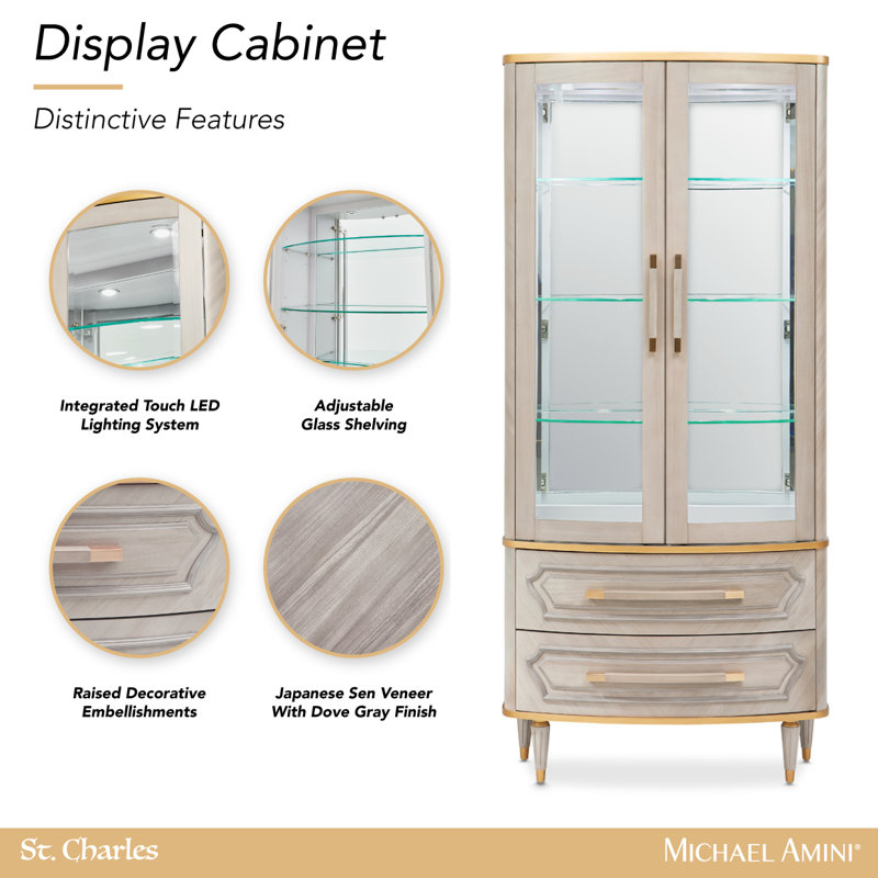 St. Charles Display Cabinet - Dove Gray