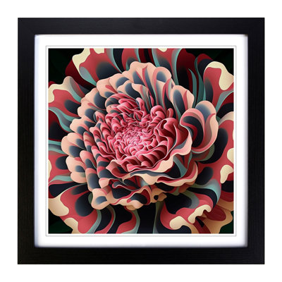 Carnation Flower Op Art - Framed Print