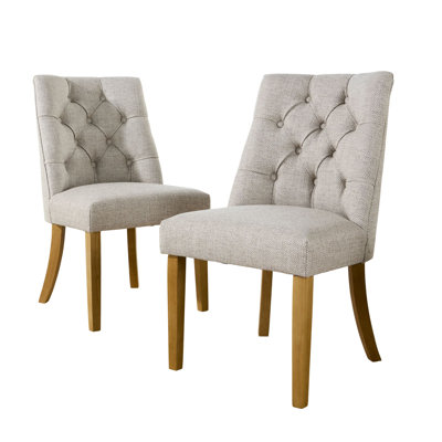 Samara Pair of Fabric Upholstered Tufted Dining Chairs