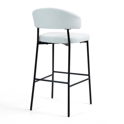 Set of 2 Jemison Boucle Upholstered Fabric Bar Stool with Black Iron Legs by Corrigan Studio