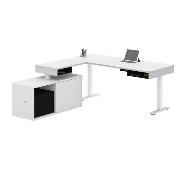 Orren Ellis Hansel Adjustable L-Shaped Standing Desk & Reviews | Wayfair