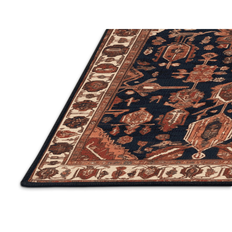 Machine Washable Persian Brown Area Rug, Round 7'