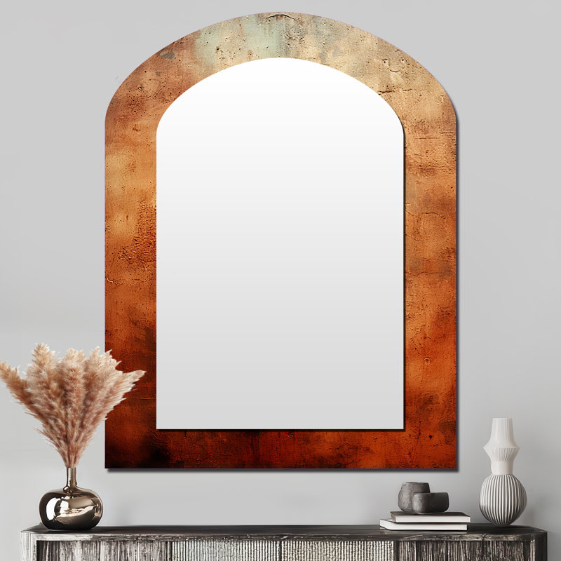 Orange orange abstrait Chaos Fire I - miroir mural orange moderne, 43 po x 33 po