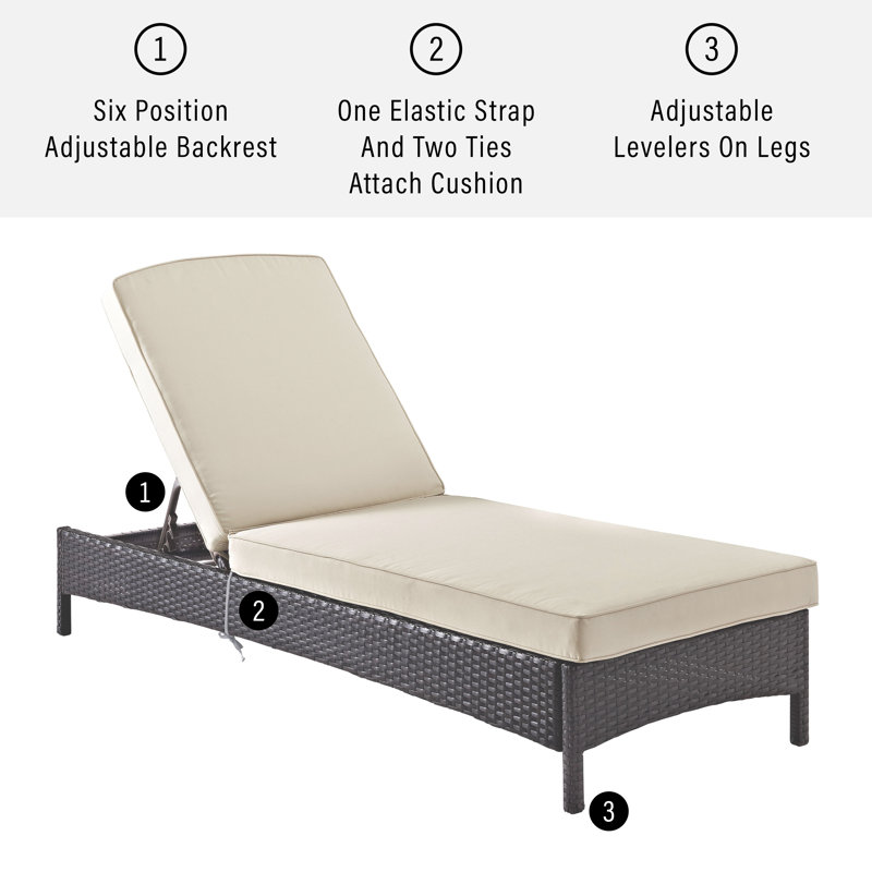 Chaise longue avec coussin Crosson, Sable