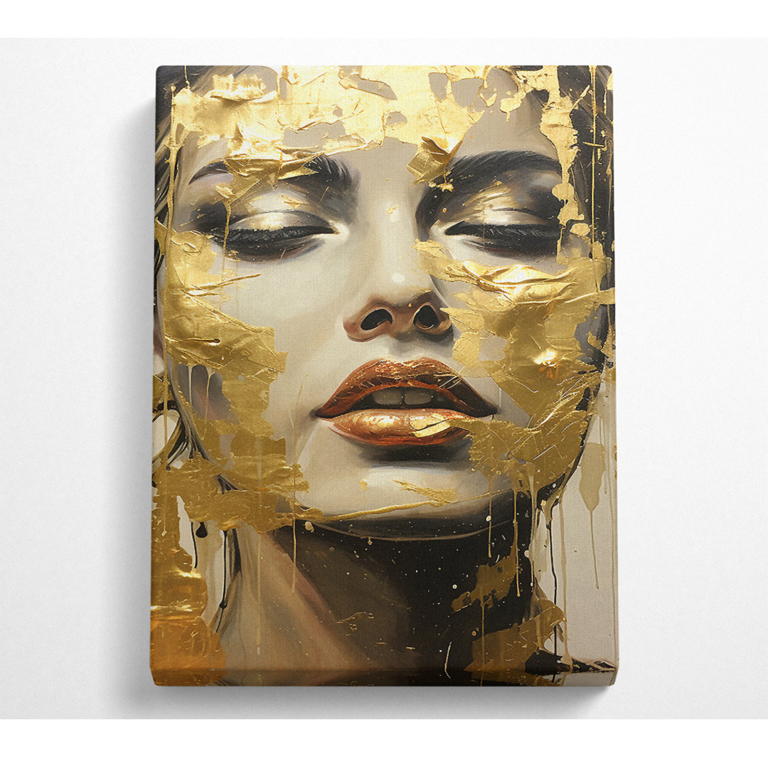 Gold Face Woman - Kunstdrucke auf Leinwand - Wrapped Canvas