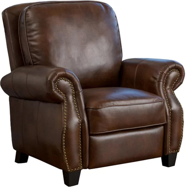 Kerstetter 33.5” Wide Genuine Leather Manual Club Recliner
