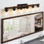 Applique murale de salle de bain 42 po à 6 lumières de style industriel 42 po avec abat-jour en verre et décor en bois rustique 42 po