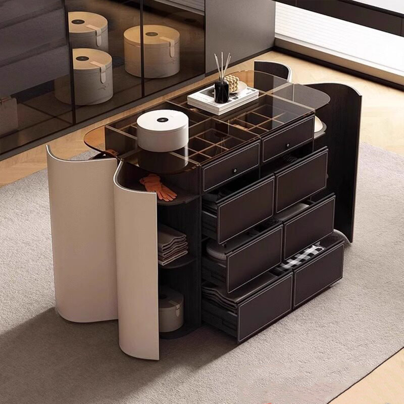Vitrine à bijoux et commode à double face de couleur kaki 47,24 po