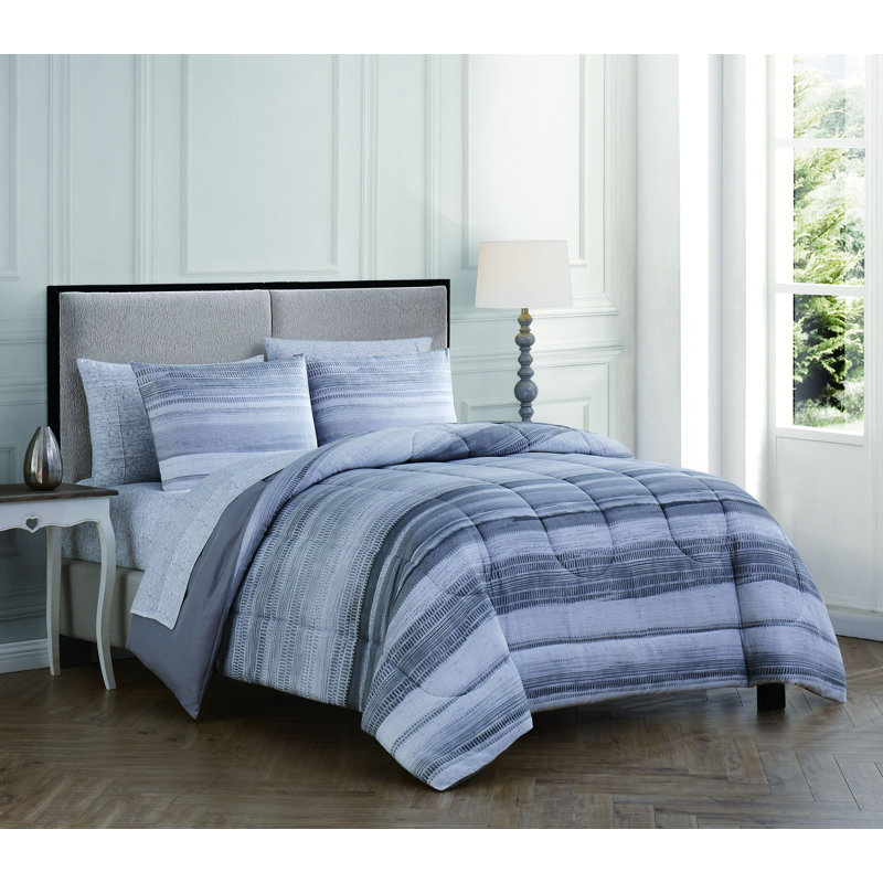 Ensemble d'édredon en microfibre 5 pièces , Édredon de grand lit + 4 pièces additionnelles, Gris
