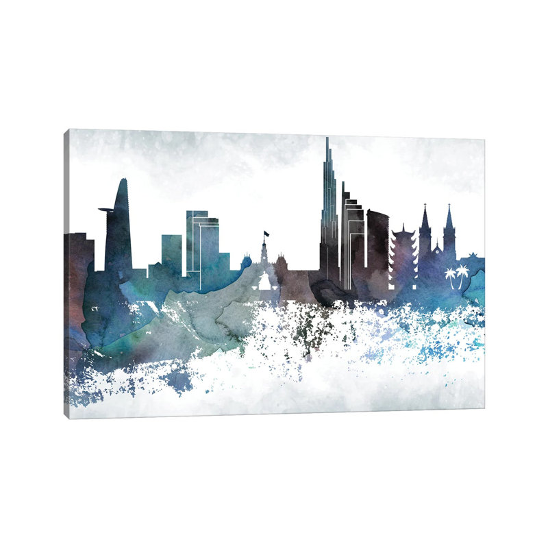 Ho Chi Minh Bluish Skyline by WallDecorAddict - Wrapped Canvas Print, 152.5 cm H x 101.5 cm W