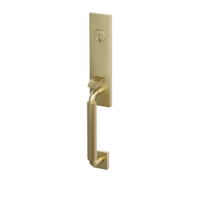 Ensemble d'entrée de gamme Emtek SELECT, F20, monobloc à mortaise, déport de 2-3/4 po, tige extérieure en forme de R, poignée lisse, tige intérieure carrée en L, poignée lisse, gaucher, chrome poli