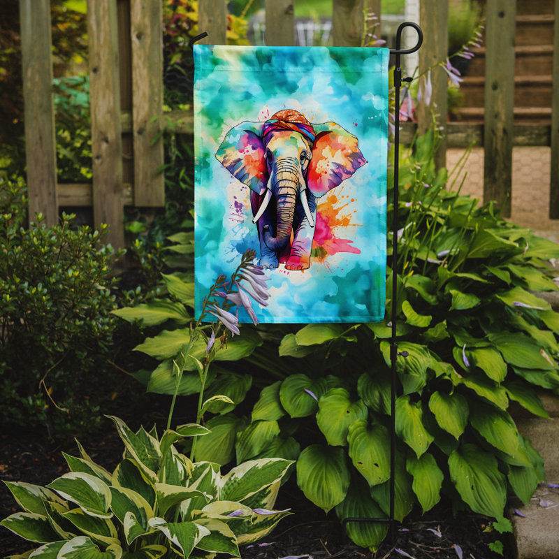 Drapeau de jardin d'éléphant hippie