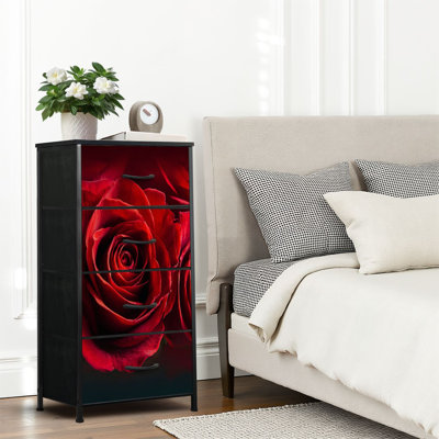 4 Drawer Dresser for Bedroom, Narrow Chest of Drawers, Wooden Top and Study Iron Frame 18"x37.5"-(WxH)