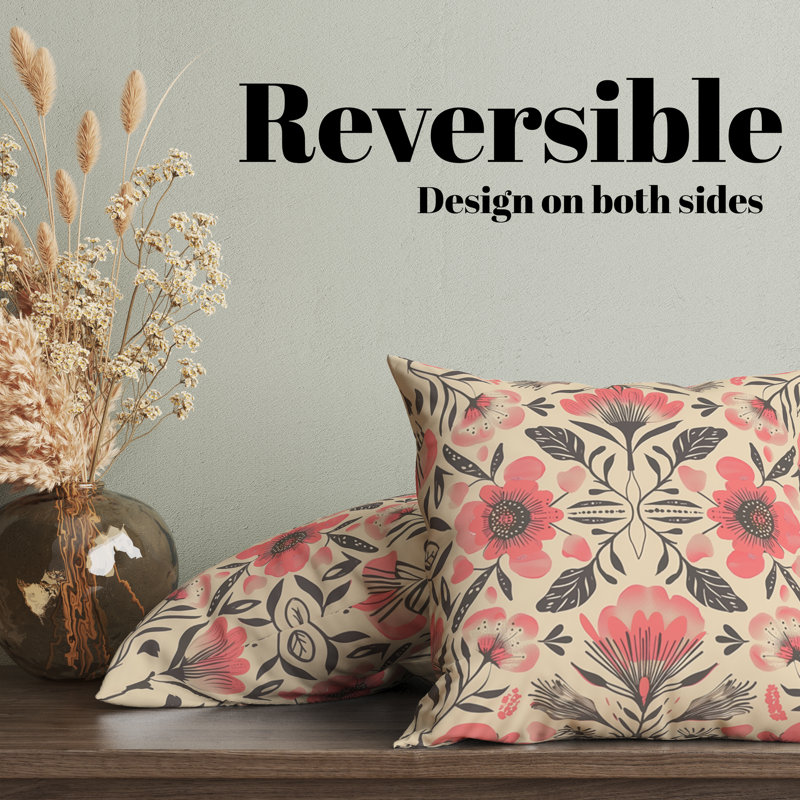 Housse de coussin réversible à motif floral Folk Maximalist, H 20 po x l 20 po
