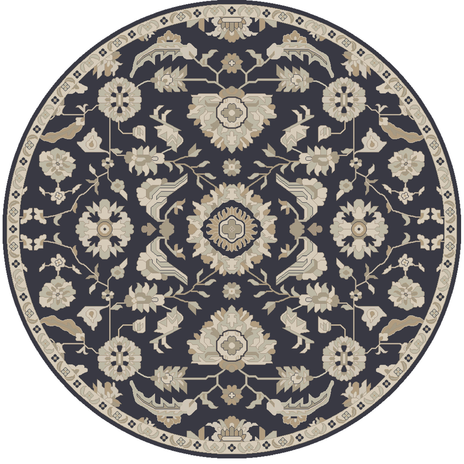 Arden Handmade Wool Pale Blue, Beige, Olive, Charcoal, Tan Rug, Round 9'9"
