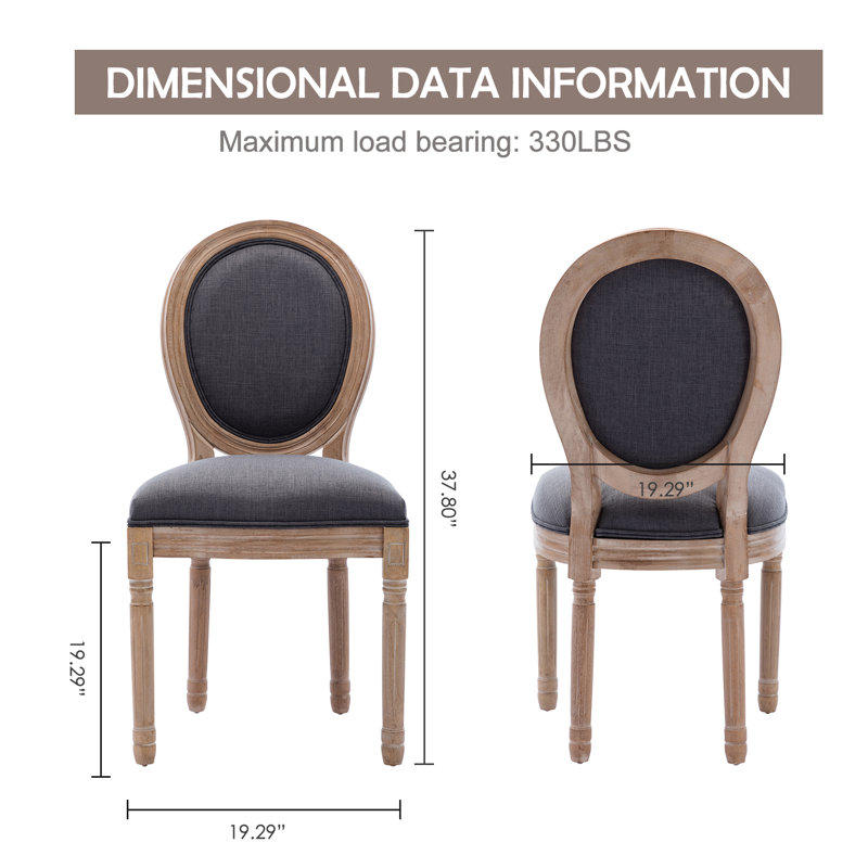 Chaises de salle à manger Chuk Mid-Century King Louis, Lin noir