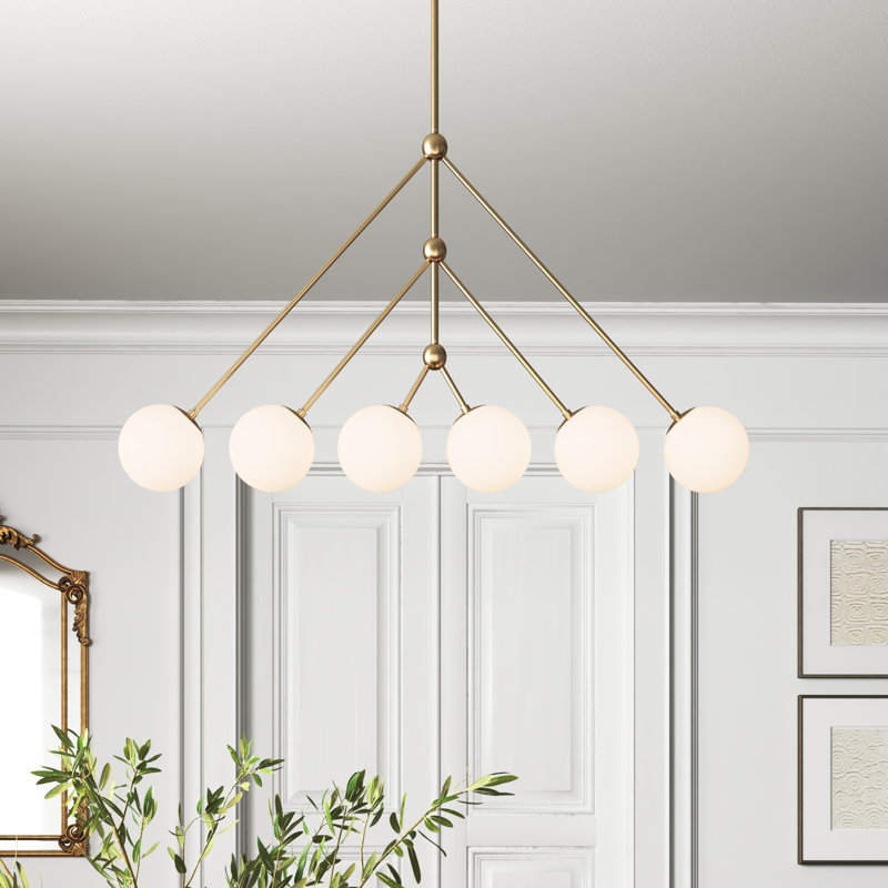 Estevan 6 - Light Dimmable Modern Linear Chandelier, Brown/Gold